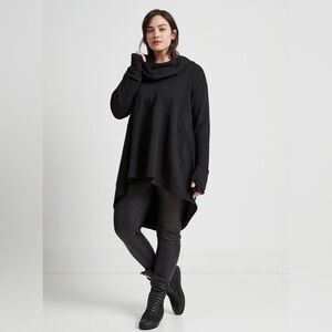 Marcella NYC Firenze hoodie - french terry oversized tunic - black - XL